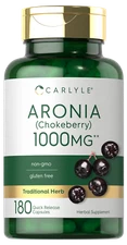 Aronia Berry | 1000mg Capsules | 180 Count | Non-GMO, Gluten Free | by Carlyle