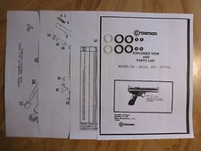 Crosman 150 157 Dos (2) Kits de Sellos de Junta Tórica + Vista Explosionada + Lista de Piezas + Guía