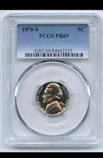 1970 S 5C Jefferson Nickel PCGS PR69 #+