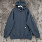Carhartt Hoodie Sweatshirt Rain Defender Heavyweight Navy Blue Mens XL Pullover