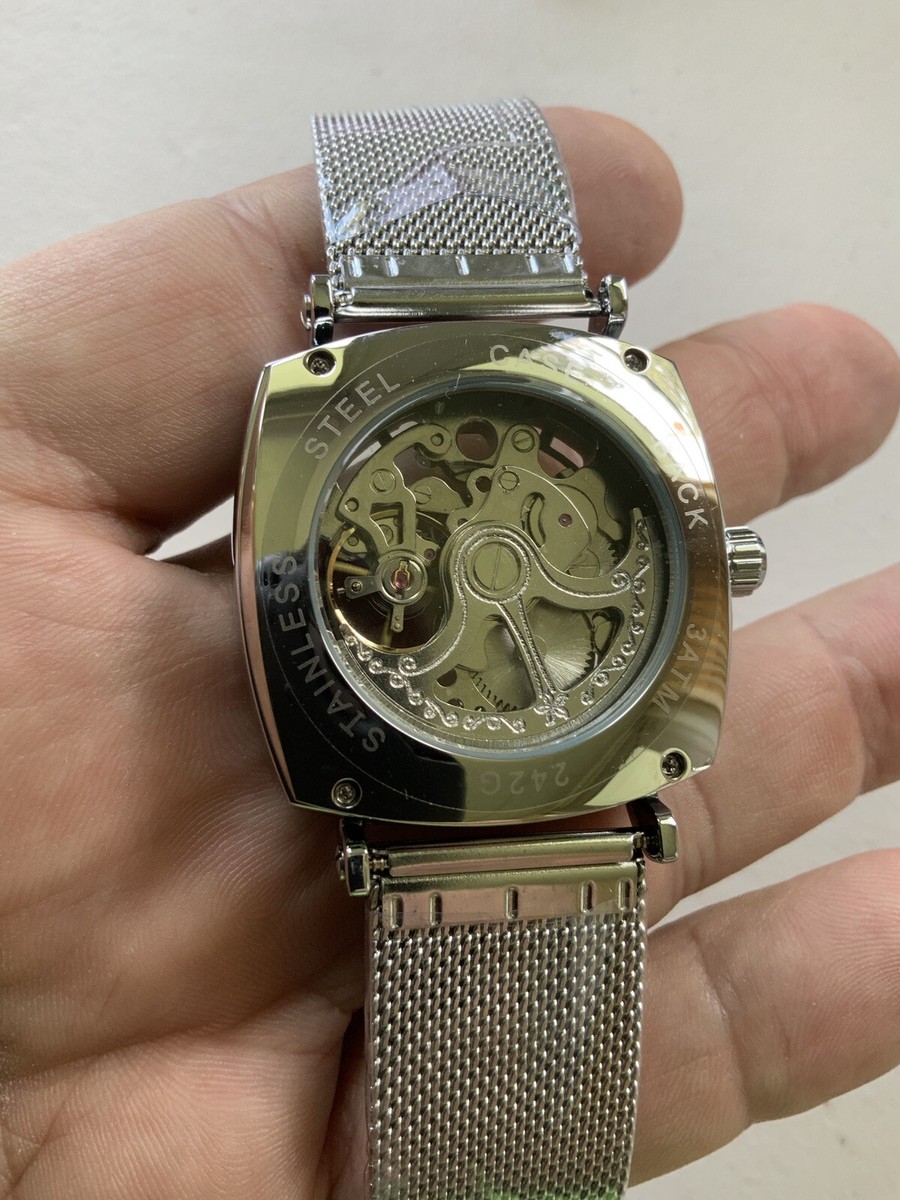 Forsining Womens Automatic Transparent Skeleton Luxury Watch Mesh Band Gift Idea Forsining Womens Automatic Transparent Skeleton Luxury Watch  main image 2
