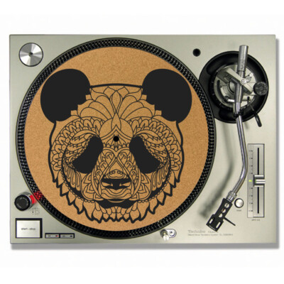 Panda Mandala Vinyl CORK DJ SLIPMATS / Turntable SLIP MATS