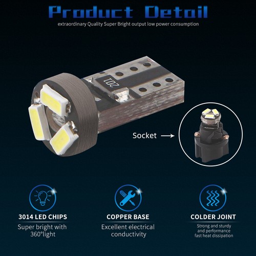 100Pcs T5 37 74 LED Lights Bulbs with Sockets Instrument Panel Cluster Dashboard - Picture 3 of 6
