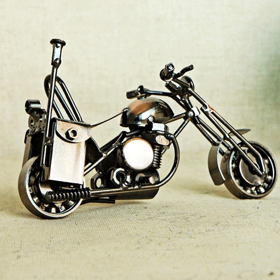 Handmade Metal Motorcycle Model Recycled Art Motorbike Sculpture Collection Rare - Image 3 of 4