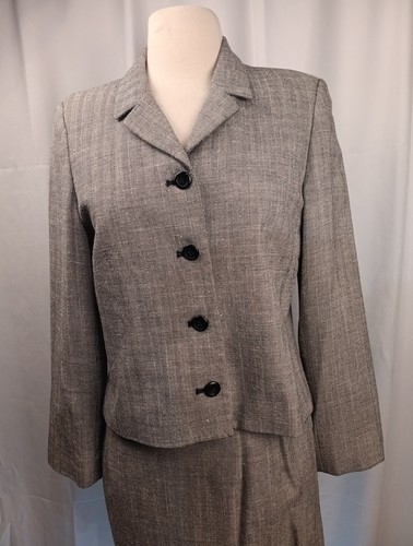 Pendleton Wool Light Grey Lined Skirt Suit Blazer 2 Pc Set Women's Petite - Picture 2 of 12