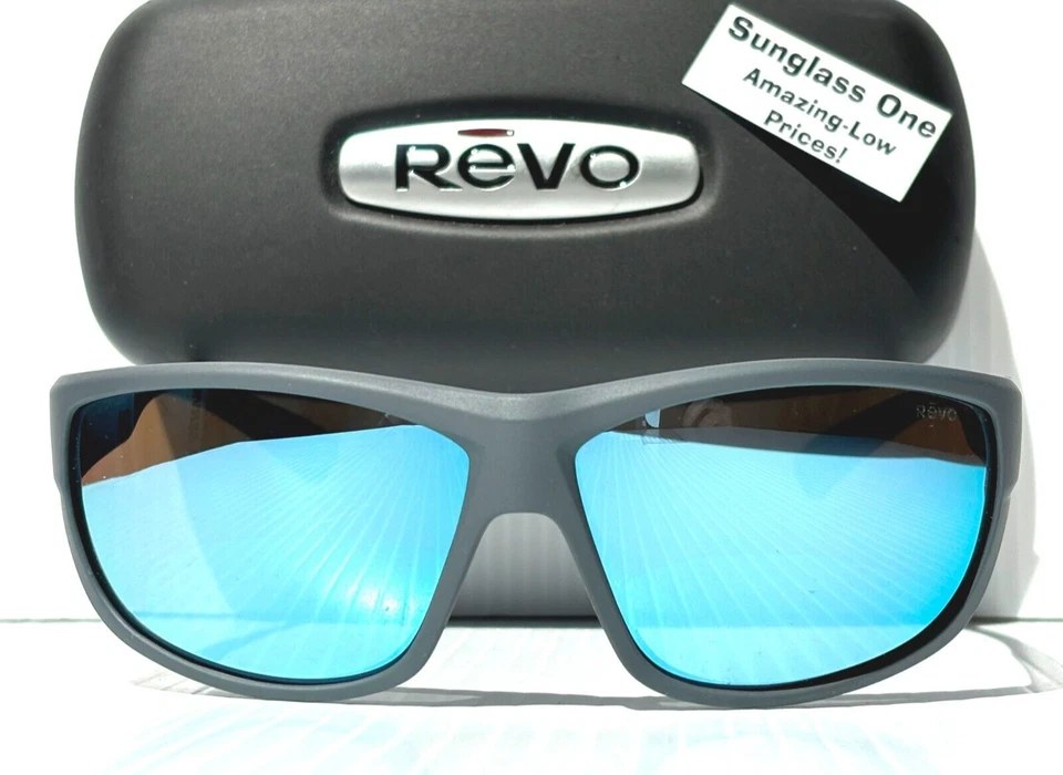 NUEVO REVO CAPER Mate Gris Claro POLARIZADO Lente Azul Gafas de Sol 1092N 00 BL Foto 2 de 4