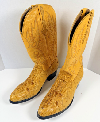 Rodeo Bravo Two Tone Cream Tan Ostrich Made in Mexico 29 US 11 Men\'s Distressed Exotic OSTRICH Western Cowboy Boots By RODEO BRAVO (007) | eBay main image 2