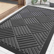 Smiry Front Door Mat outside Entrance, Heavy Duty Outdoor Indoor Natural Rubber