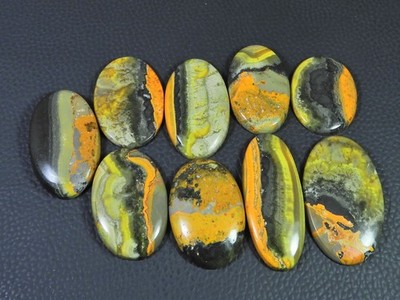 240Cts. Natural Bumble Bee Jasper Oval Cabochon Loose Gemstone 07 Pcs Lot h512