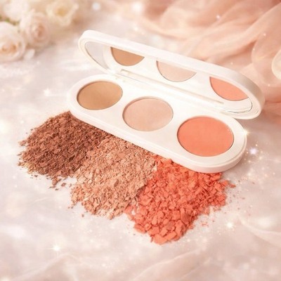   Farmasi Face Palette Peach Perfect   Erde, Blush & Illuminant Vegan  
