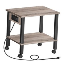 2-Tier Printer Stand with Charging Station, Under Desk Printer Table, Printer