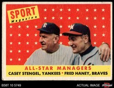 1958 Topps #475 Casey Stengel All-Star Managers Checklist 2 - GOOD