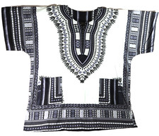 Unisex Afro Style White, Black, Purple Dashiki Shirt with Pockets Size XXL