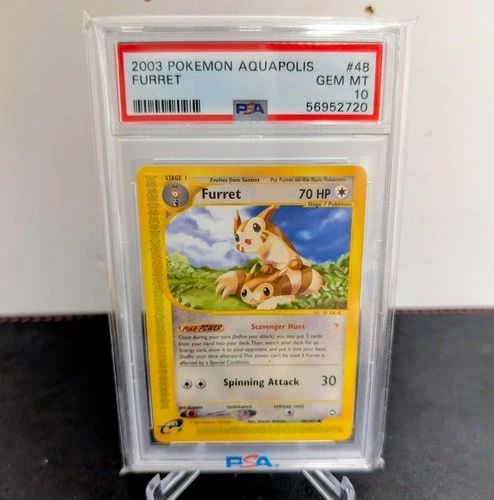 PSA 10 GEM MT Furret #48 Aquapolis Pokemon TCG 2003 - Low Pop!