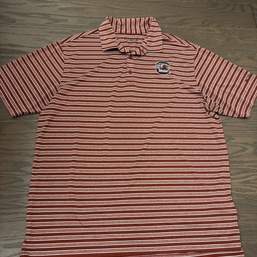 Columbia Golf USC South Carolina Gamecocks weinrot Golf gestreiftes Poloshirt XL EUC