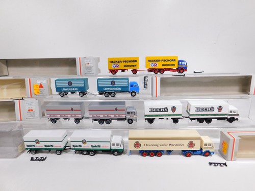 Di135-1# 6X Albedo H0 1:87 Truck Mb Stauder Pils Löwenbräu Beck's Etc Mint Box - Picture 2 of 5
