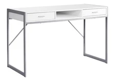 【US】Computer Desk,Home Office,Laptop,Storage Drawers,48"l,Work,White Laminate