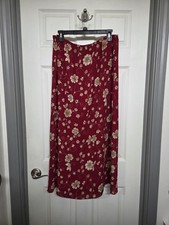 Wine Tan Floral Maxi Skirt flowy cottagecore Fairycore Y2k Whimsical Flirty LG