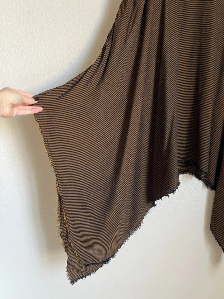 Falda drapeada con dobladillo pañuelo a rayas RAQUEL ALLEGRA en marrón/azul marino talla 2/MEDIANA Foto 2 de 4