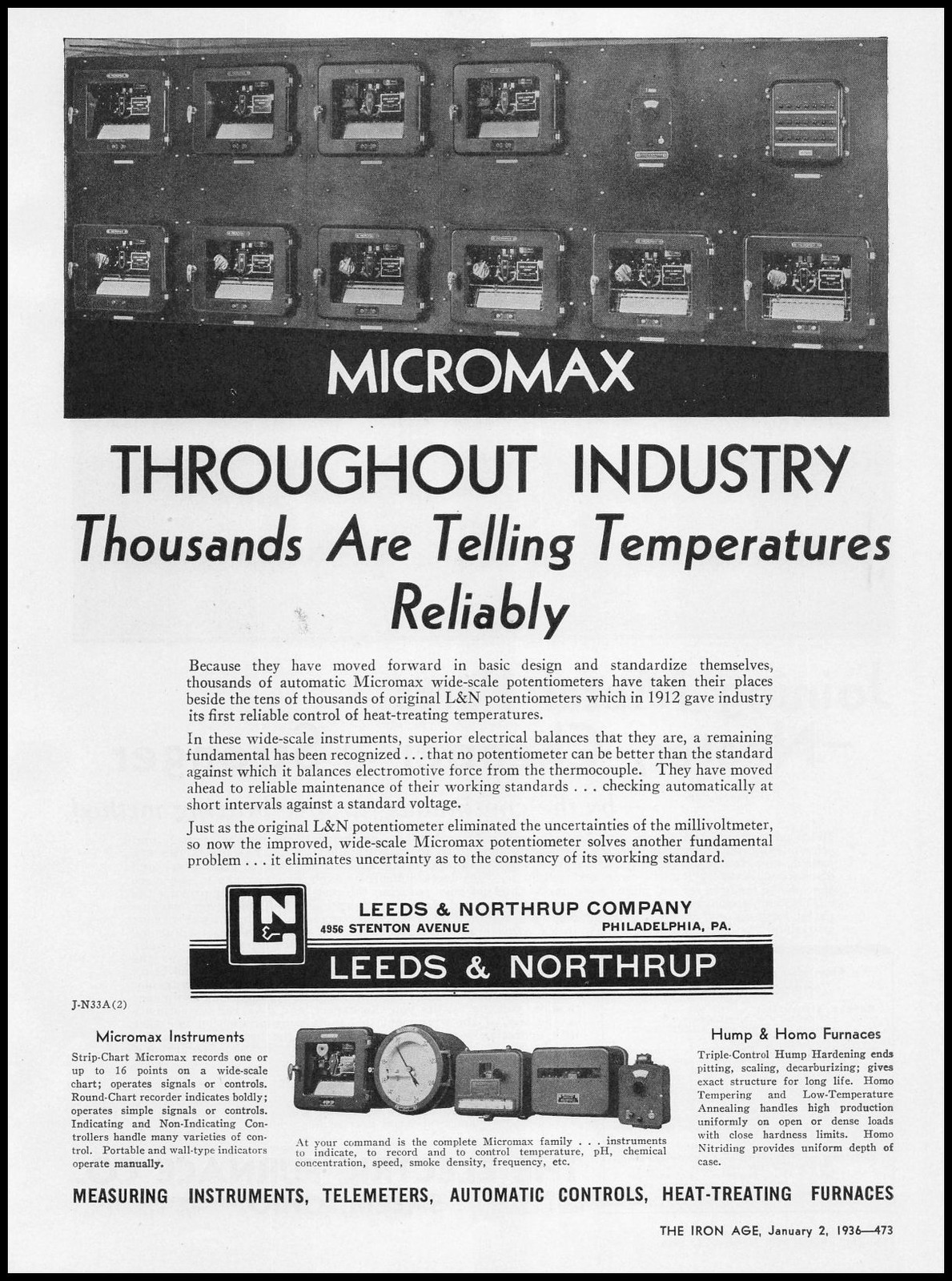 1936 Leeds & Northrup Philadelphia Photo Micromax Potentiometer Vintage Print Ad