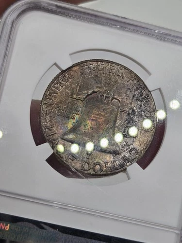 1963-P | Franklin Silver Half Dollar | NGC MS64 | Rainbow Toned Rev