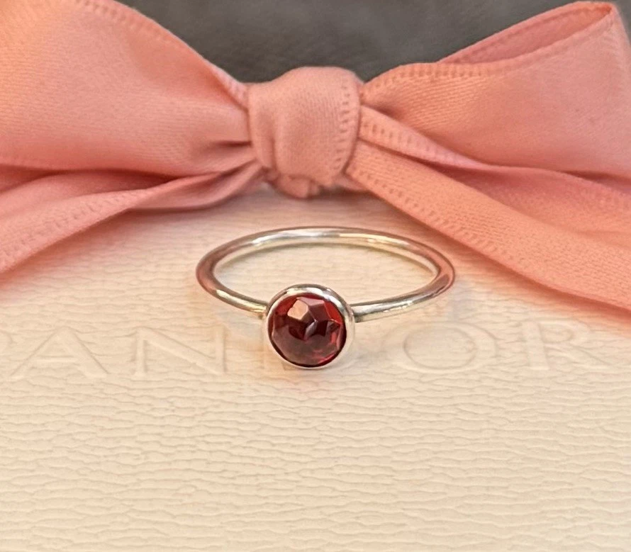 Original Pandora Ring „Tröpfchen“ rot Monat Juli 925 silber #191012SRU Gr. 54 - Bild 3 von 4