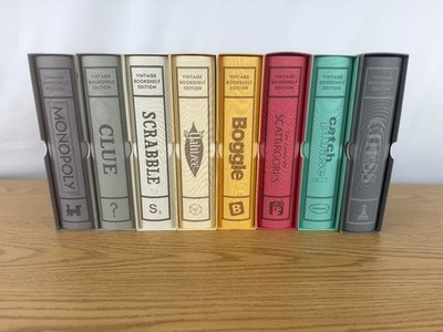 Collection of 8 Vintage Bookshelf Games Linen Book by WS Game Company Open Box