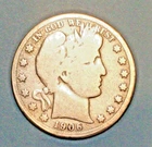 U.S.A ( 1 )COIN BARBER HALF DOLLAR 1906 D VERY GOOD  0.9000 SILVER
