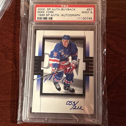 2000-01 SP Hockey Mike York Rookie Auto /212 Buyback SP Rangers RC PSA 9 Graded