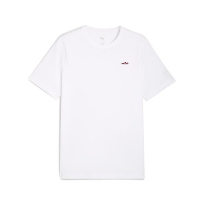 PUMA Wardrobe Essentials Suede Crew Neck Short Sleeve T-Shirt Mens White Casual