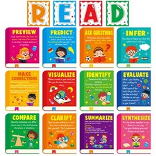 16Pcs Colorful Reading Strategies Posters for Classroom Educational Motivatio...