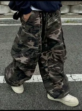 Pantalones De Trabajo Recto Con Bolsillo Tipo Cargo De Camuflaje Para Hombre.