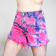 Levis rare vtg 90s USA made OOAK tie dye upcycle reworked high rise denim shorts