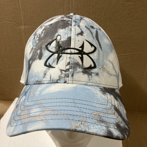 Under Armour UA Men's FISH Hook Mesh Back Blue Camo Stretch Fishing Hat Cap XXL