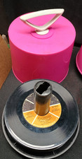 Vintage RECORD DISC-GO-CASE for 7" 45 RPM SINGLES pink plastic vinyl storage 2
