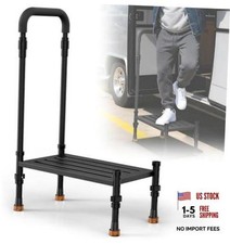 Adjustable Car Step Stool with Handle for Elderly, RV SUV 4 Black Carbon