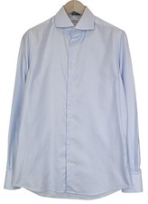 Suitsupply Men's Formal Shirt 40/15 3/4 Extra Slim Blue Cotton Stripes