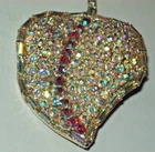 VINTAGE AB  RHINESTONE BROOCH PIN LEAF H POMERANTZ COSTUME JEWELRY RED AB  1950s
