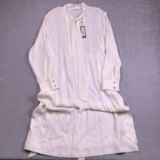 Eva Mandes NY&C Womens White Cuff Long Sleeve Tie Neck A-Line Dress Size 2XL