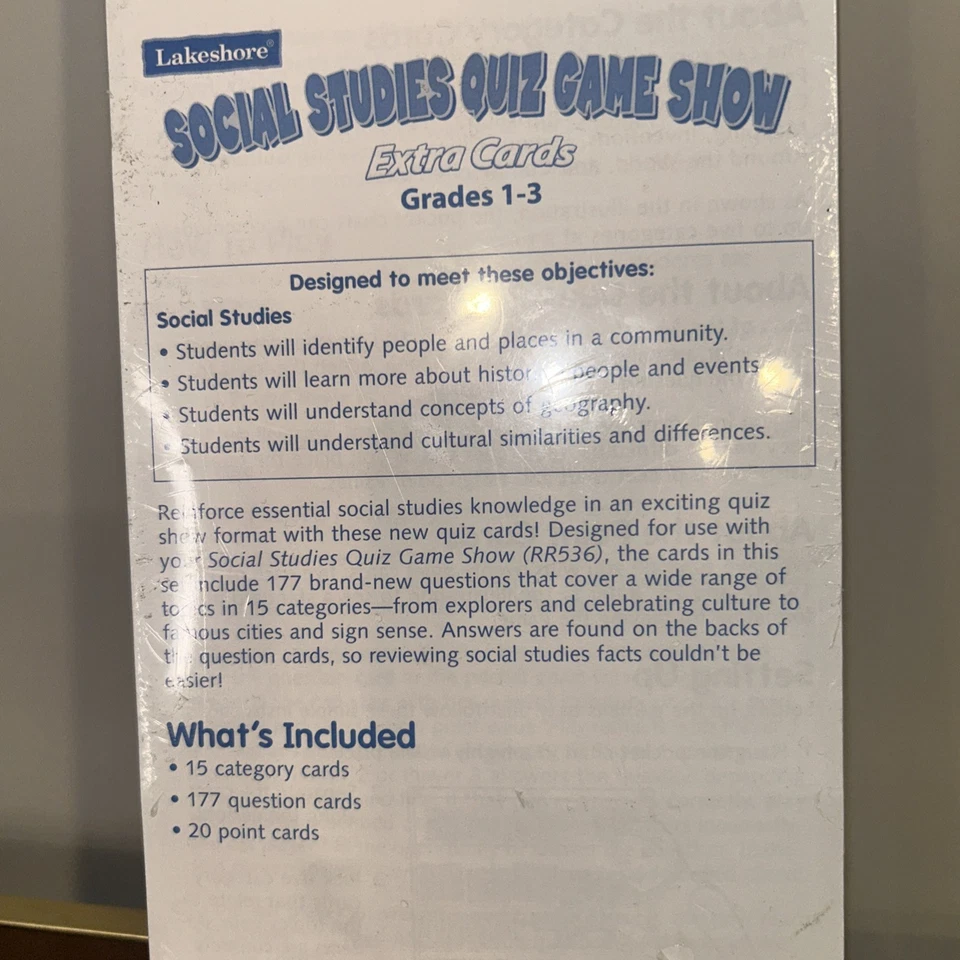 Lakeshore Social Studies Quiz Game Show Ages 6 And Up Grades 1-3.   New - Image 3 of 3
