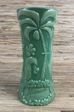 Kaimana Beach Tiki Mug Tiki Farm Mookie Sato Green Glaze 7.5" Tall 18 Fl Oz New