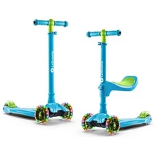 2-in-1 Kids Kick Scooter, Adjustable Height Handlebars and Removable Seat