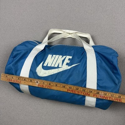 Vintage 80s NIKE Duffel Gym Bag Swoosh Logo 2 Handle Carry Nylon