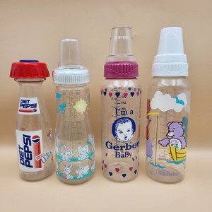 Vintage 1990s Baby Infant Bottles Gerber Care Bears Diet Pepsi Cherubs