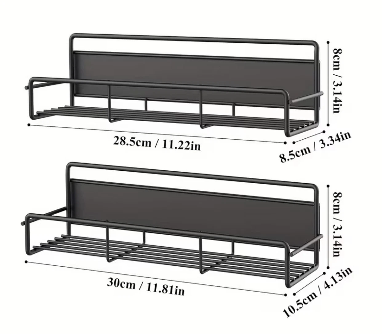 Magnetic Spice Racks 2 Pack Black Metal Refrigerator Storage Shelf Organizer