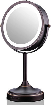 Ovente 7'' Lighted Tabletop Makeup Mirror, 1X & 7X Magnifier, Spinning Double 