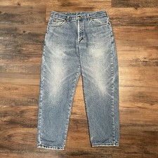 L.L. Bean Double L Fleece Lined Jeans Mens 33x29 Relaxed Straight USA Made Blue