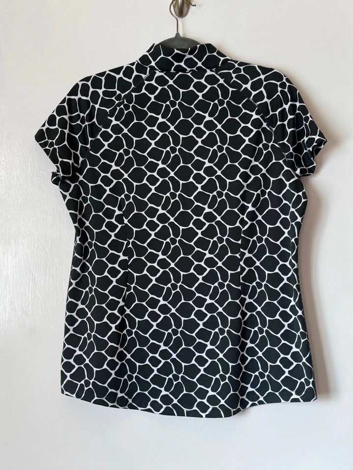 Топ JoFit с жирафовым принтом и ложным воротником на молнии с коротким рукавом размер большой - Изображение 4 из 4