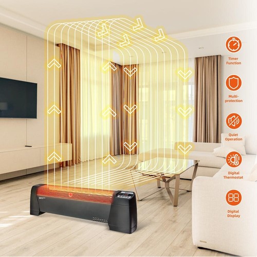 1500W Black Aluminum Digital Baseboard Electric Utility Space Heater Thermostat - Picture 7 of 9