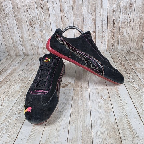 Puma Driving Shoes Suede Leather Low Top Sneakers Black Pink Yellow US 11 - 第 7/9 張圖片